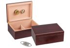 Two  spanish cedar humidors in cherry finish with adjustable divider, hygrometer and humidifier